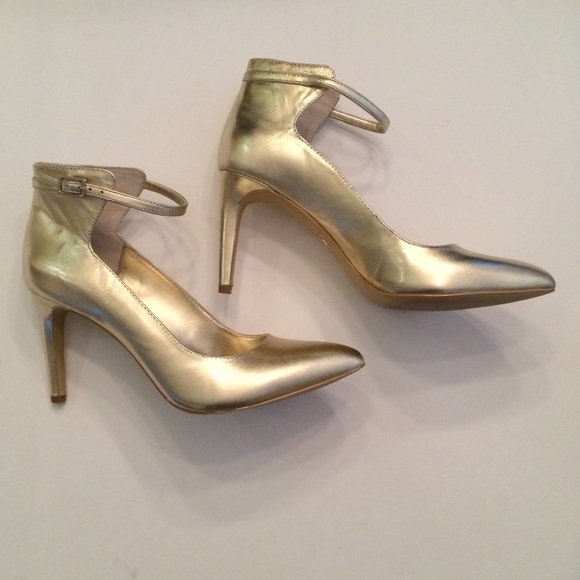 Ann Taylor Shoes - Ann Taylor Hazel Metallic Leather Ankle Straps